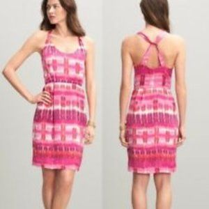 Banana Republic Pink Silk Tie-dye Print Dress